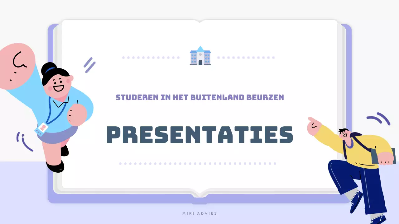Een eenvoudige prospectus voor studie in het buitenland in mauve en wit