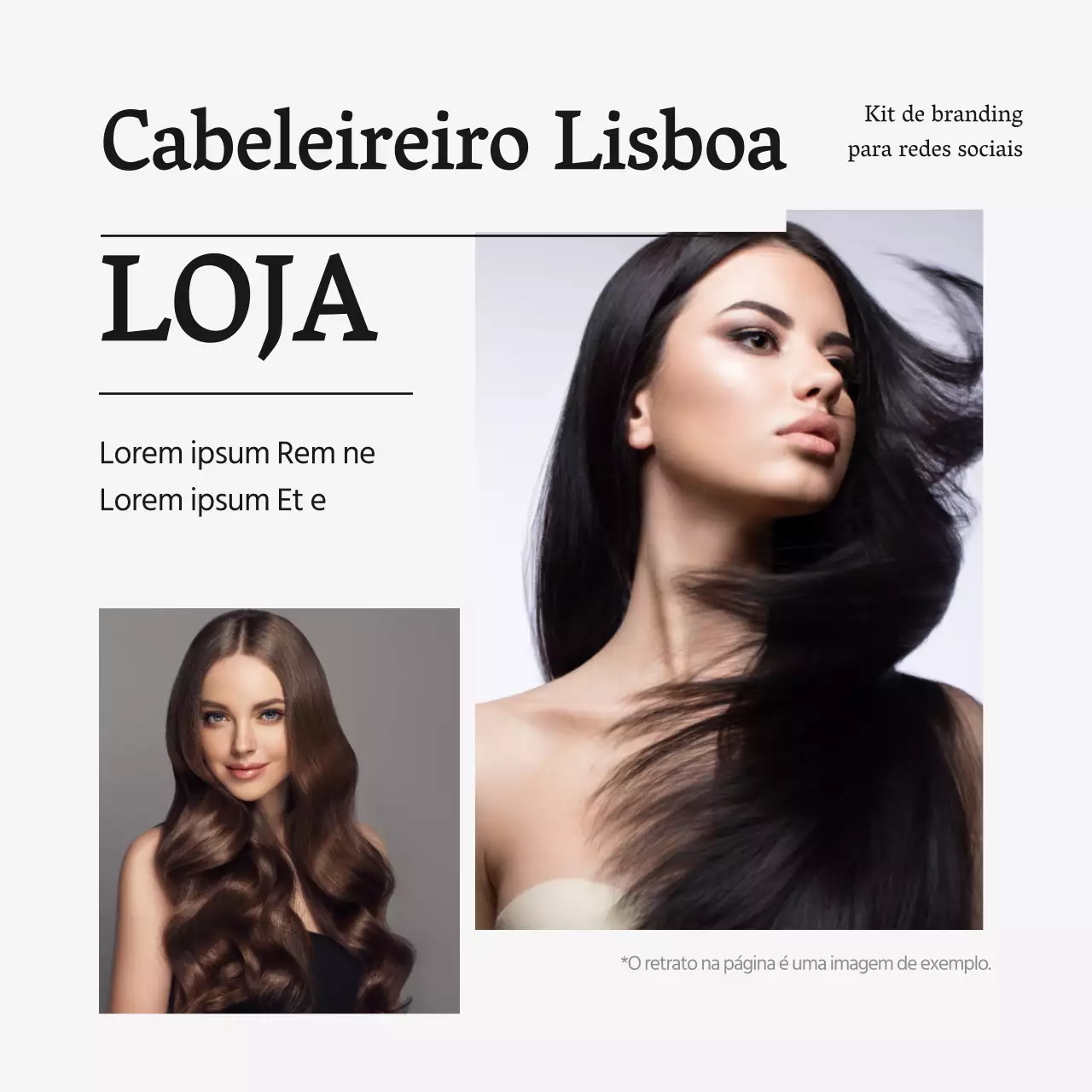 Marketing nas redes sociais de um salão de cabeleireiro moderno a preto e branco
