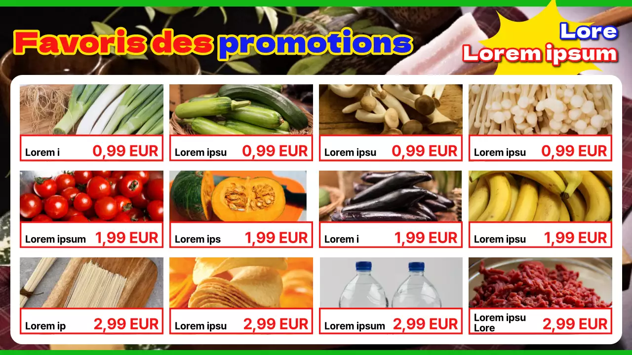 Promouvoir les dépliants rétro rouges et bleus des épiceries