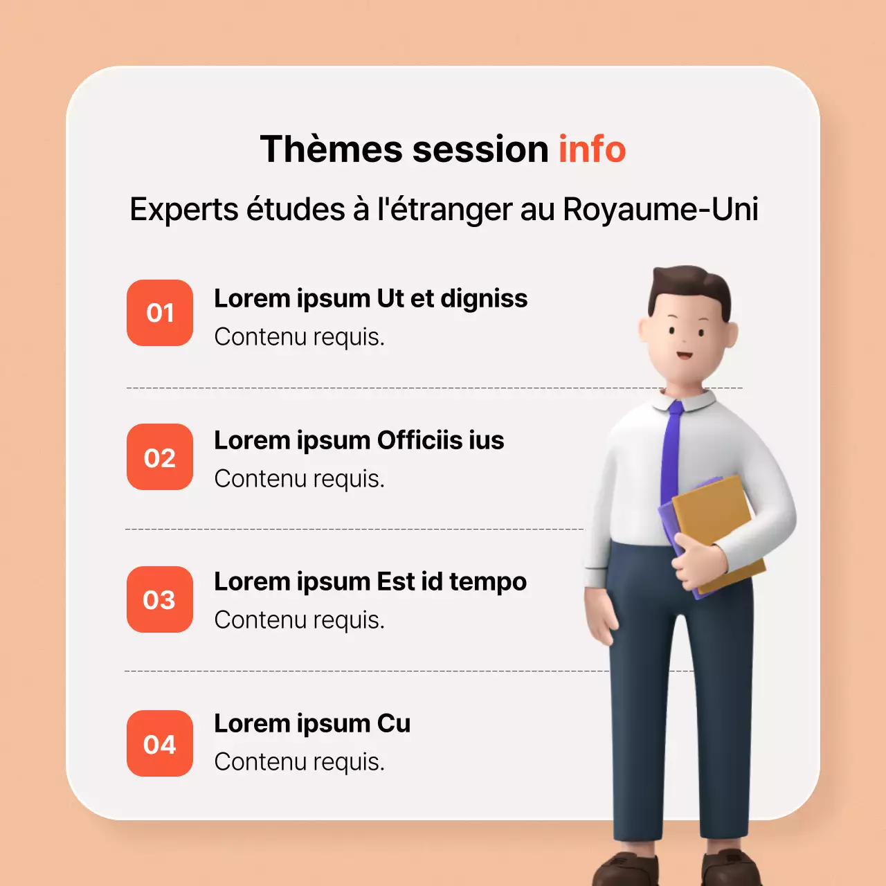 Promotion simple des études à l'étranger sur fond orange