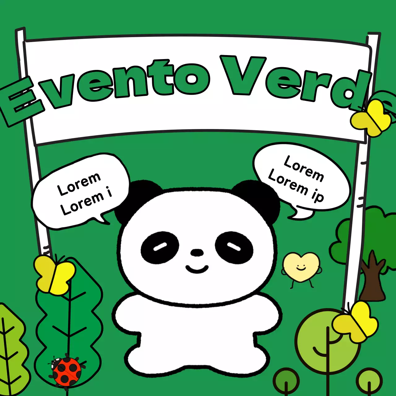 Um bonito anúncio de evento primaveril em verde e chartreuse