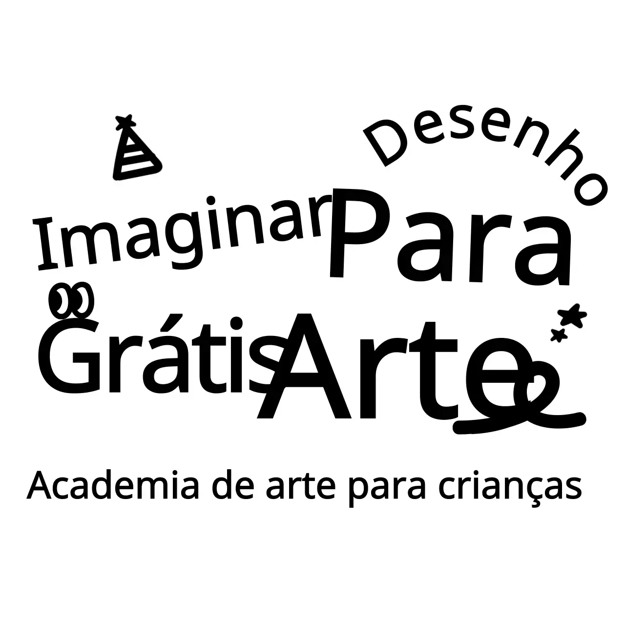 Promoção de escola de arte em desenho giro ilustração tipografia arredondada