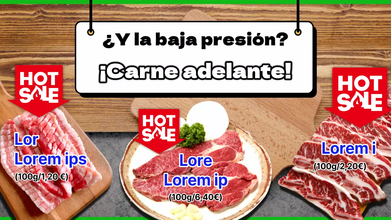 Promocionar los folletos retro rojos y azules de las tiendas de comestibles