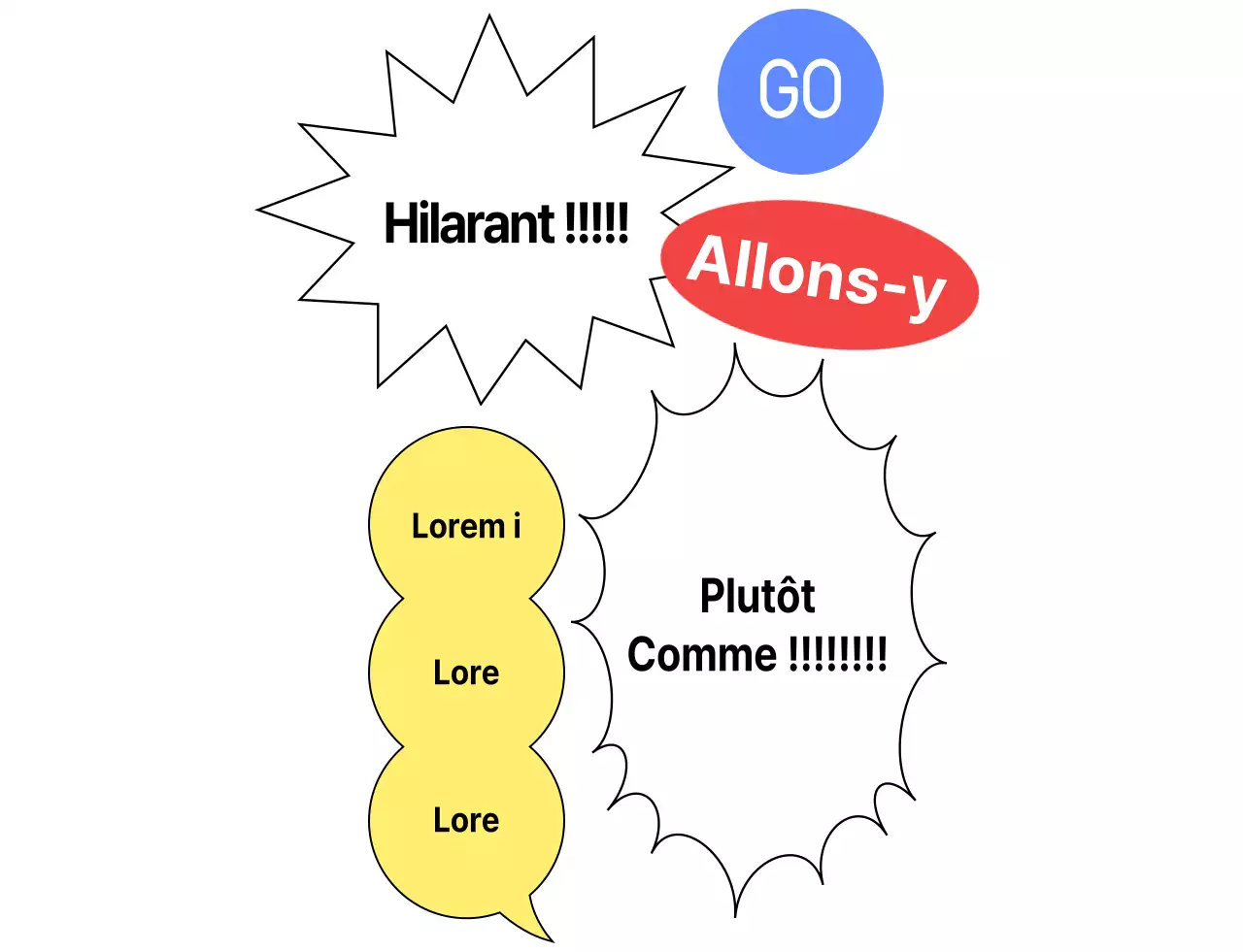 Pompons d'équipe avec bulles de texte