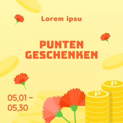 Een pop-art geel en roze Familiemaand loyaliteits weggevertje