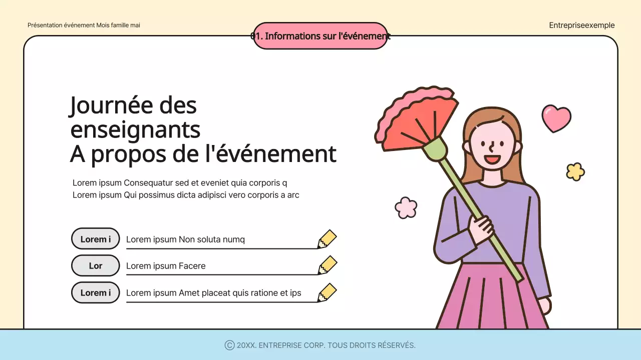 Le programme de la journée des enseignants "Ivory and Rainbow's Pretty" Planificateur d'événements