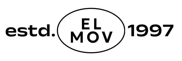 Mercancía corporativa sencilla con bordes circulares y tipografía gótica