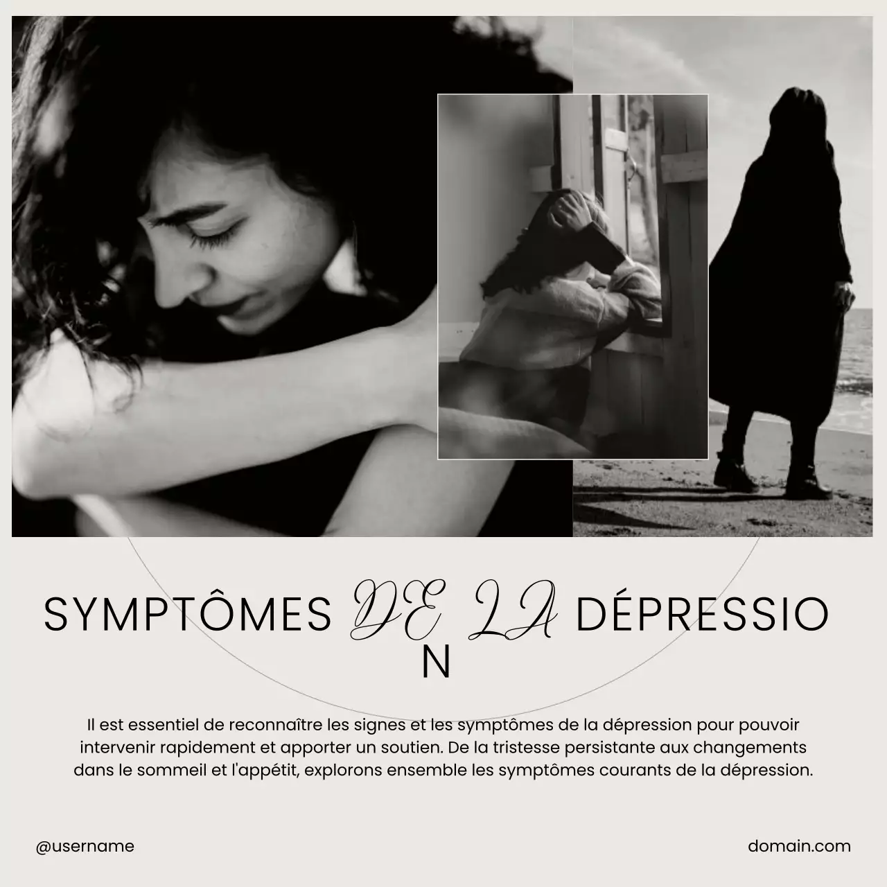 Beige Black and White Minimal Mental Health Care Self-Love Campaign (Campagne pour l'amour de soi)