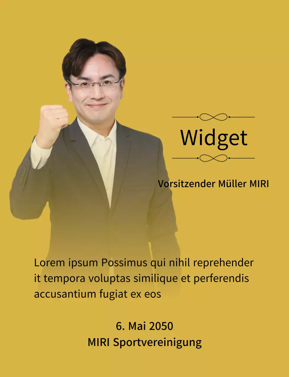 Eine stilvoll gestaltete Auftragstafel mit Verzierungen und Fotos