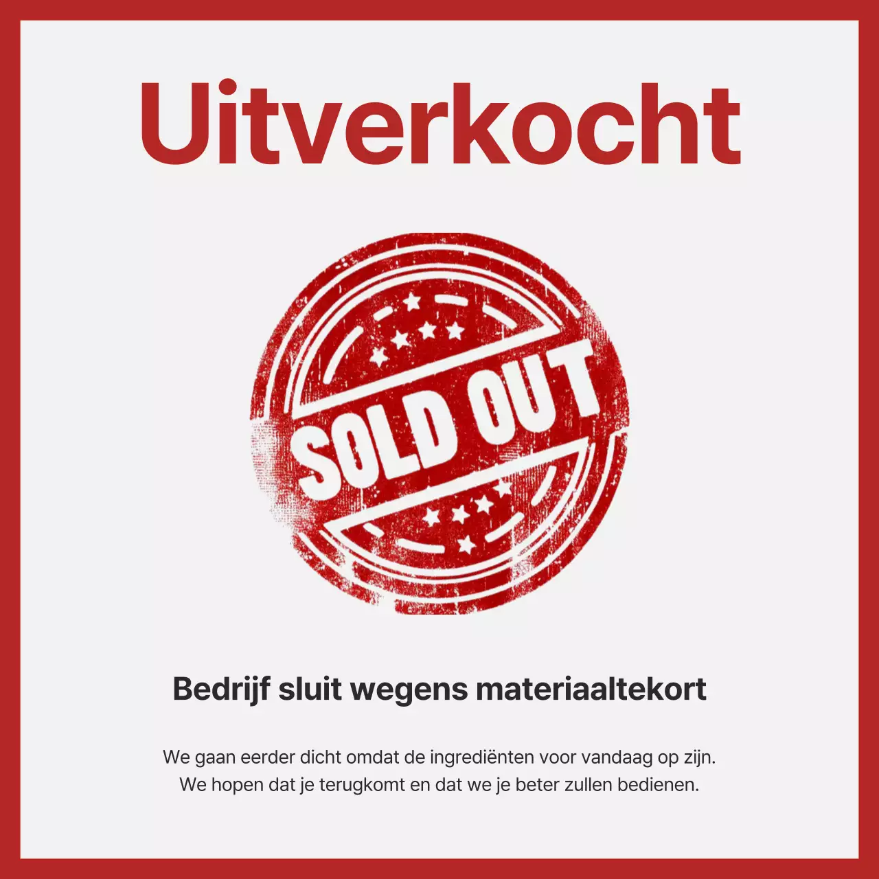 Een moderne rood met grijze winkelaankondiging