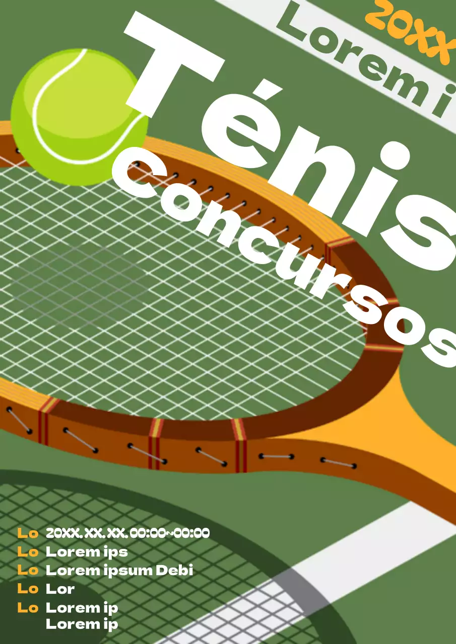 Cartaz promocional pop art de um torneio de ténis em verde