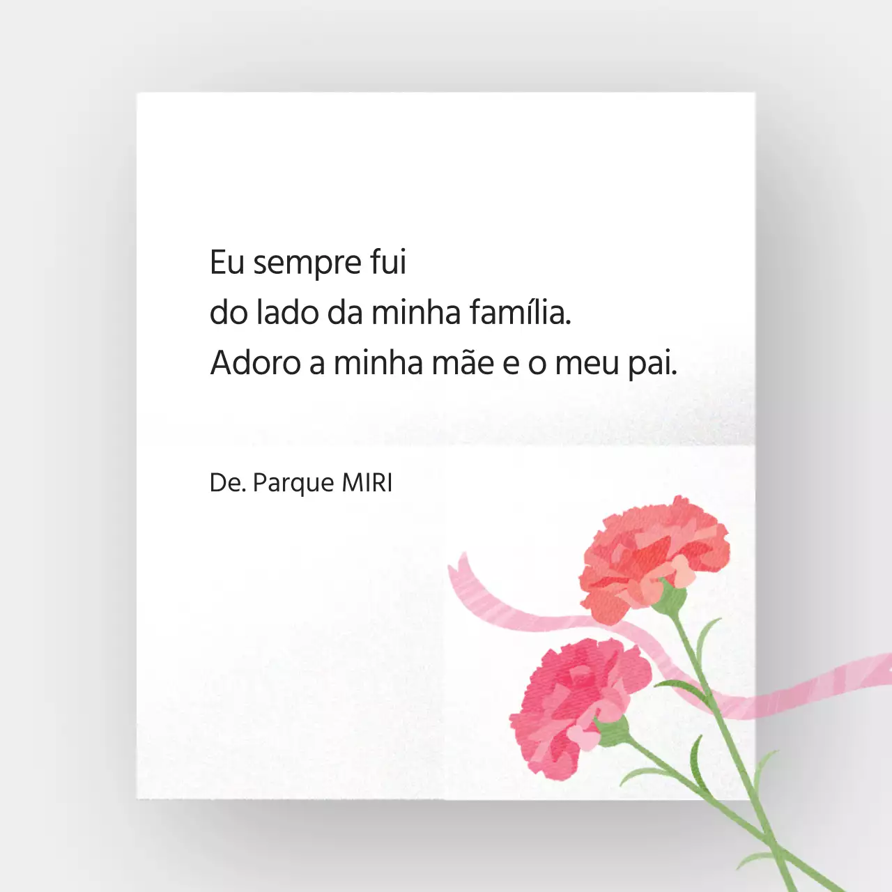 Papel de carta simples com cravos para o Dia da Mãe em cinzento