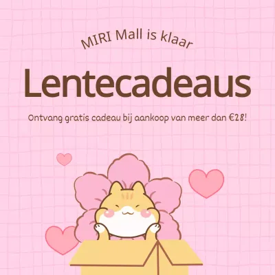 Pop-art advertentie voor lentegeschenken in roze en beige