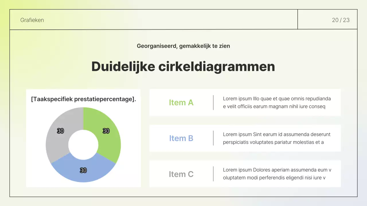 Eenvoudig lay-out rapport in wit en chartreuse