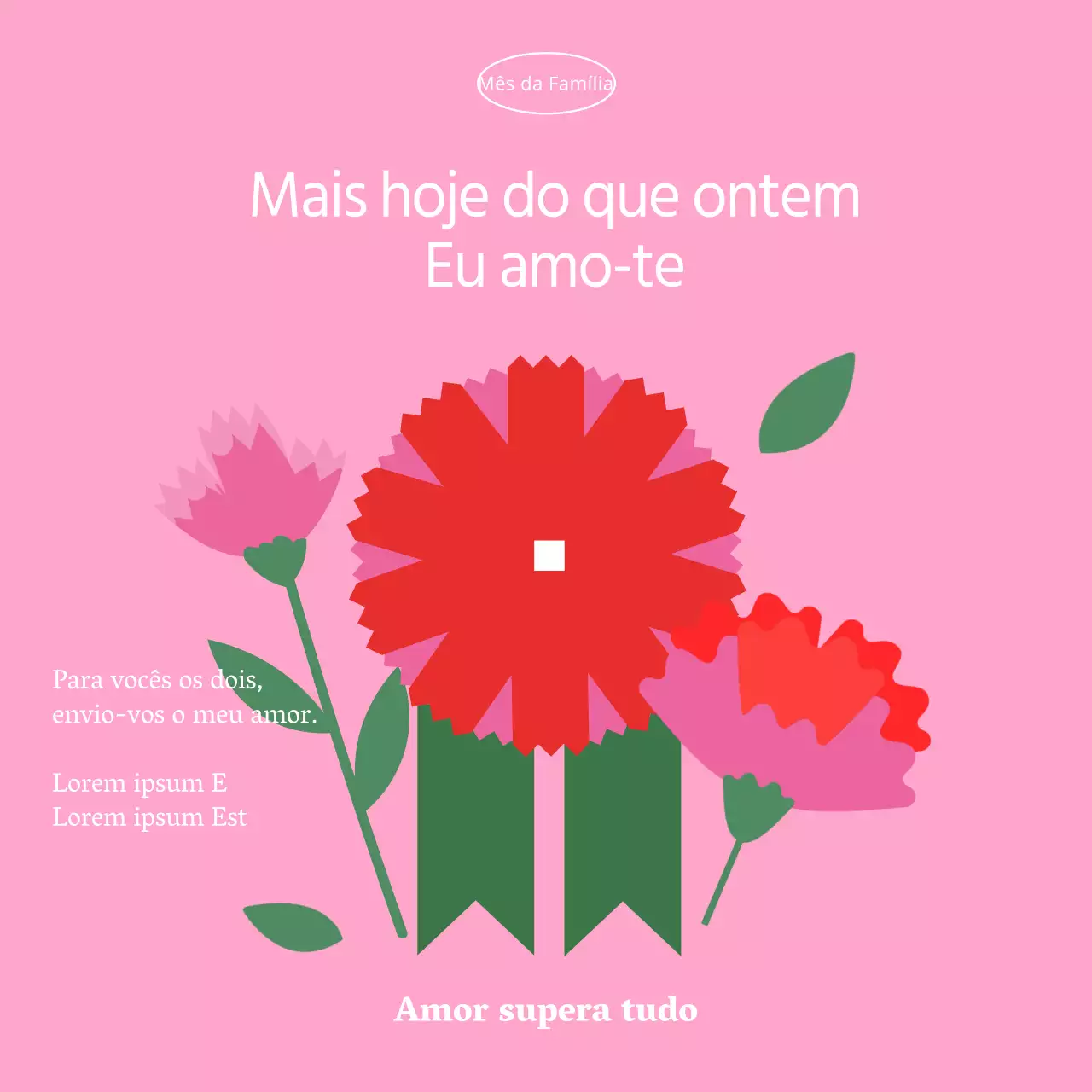 Um anúncio minimalista para o Dia da Mãe em cor-de-rosa e verde