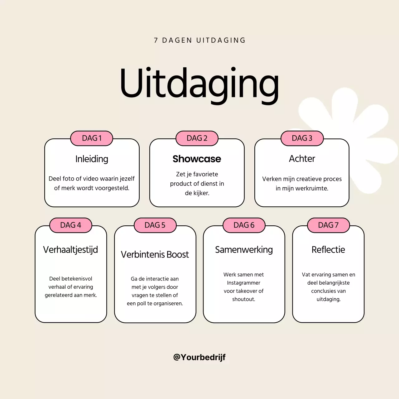 Zwart en Roze Moderne Social Media 7 Dagen Challenge Campagne