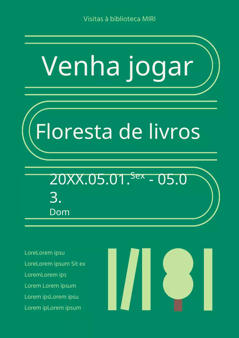 Uma biblioteca simples em cores verde e chartreuse Anúncio de candidatura para visita à biblioteca