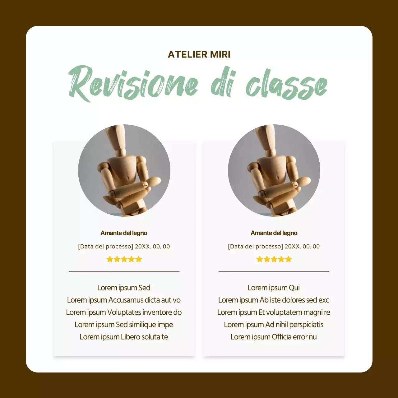 Un semplice post di promozione del laboratorio in beige e verde