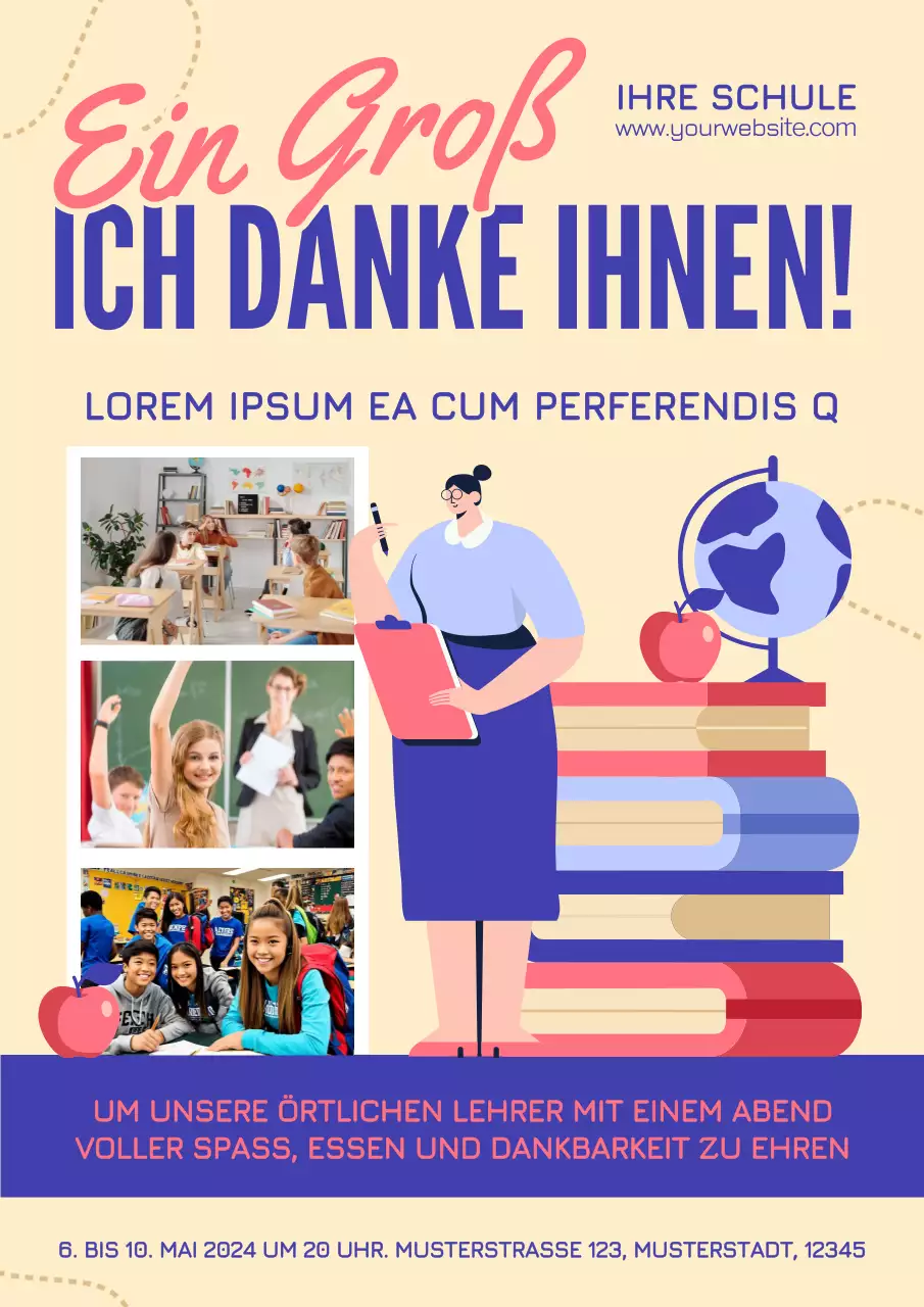 Pink Blue Modern Teacher Appreciation Week Event-Anzeige