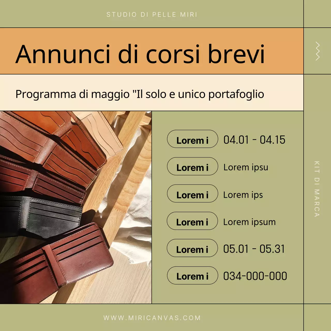 Promuovere un moderno laboratorio di pelletteria in kaki e beige