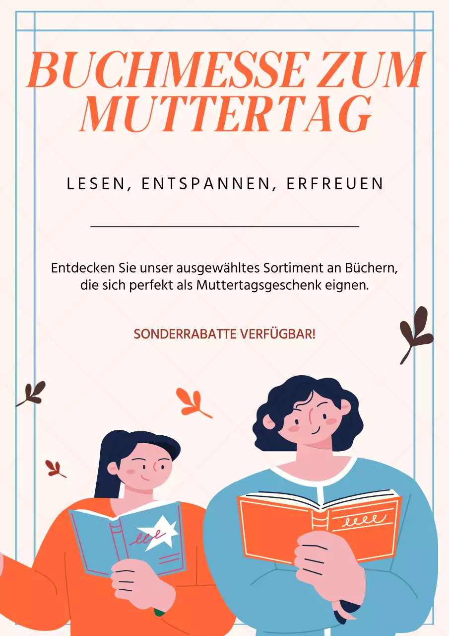 Beige und Orange Klassisch Muttertag Buchmesse Anzeige