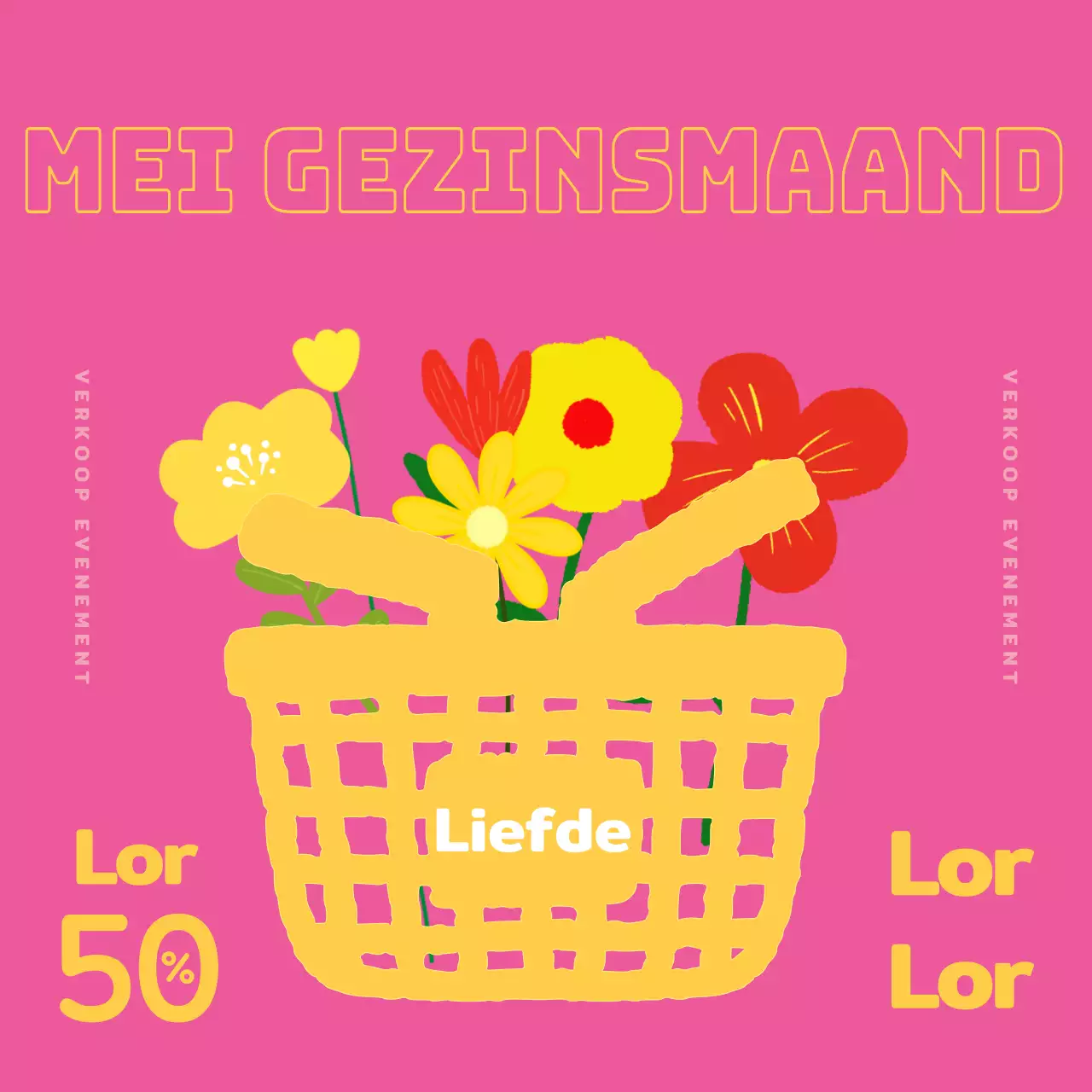 Een schattige groene en roze Meimaand Gezinsmaand advertentie