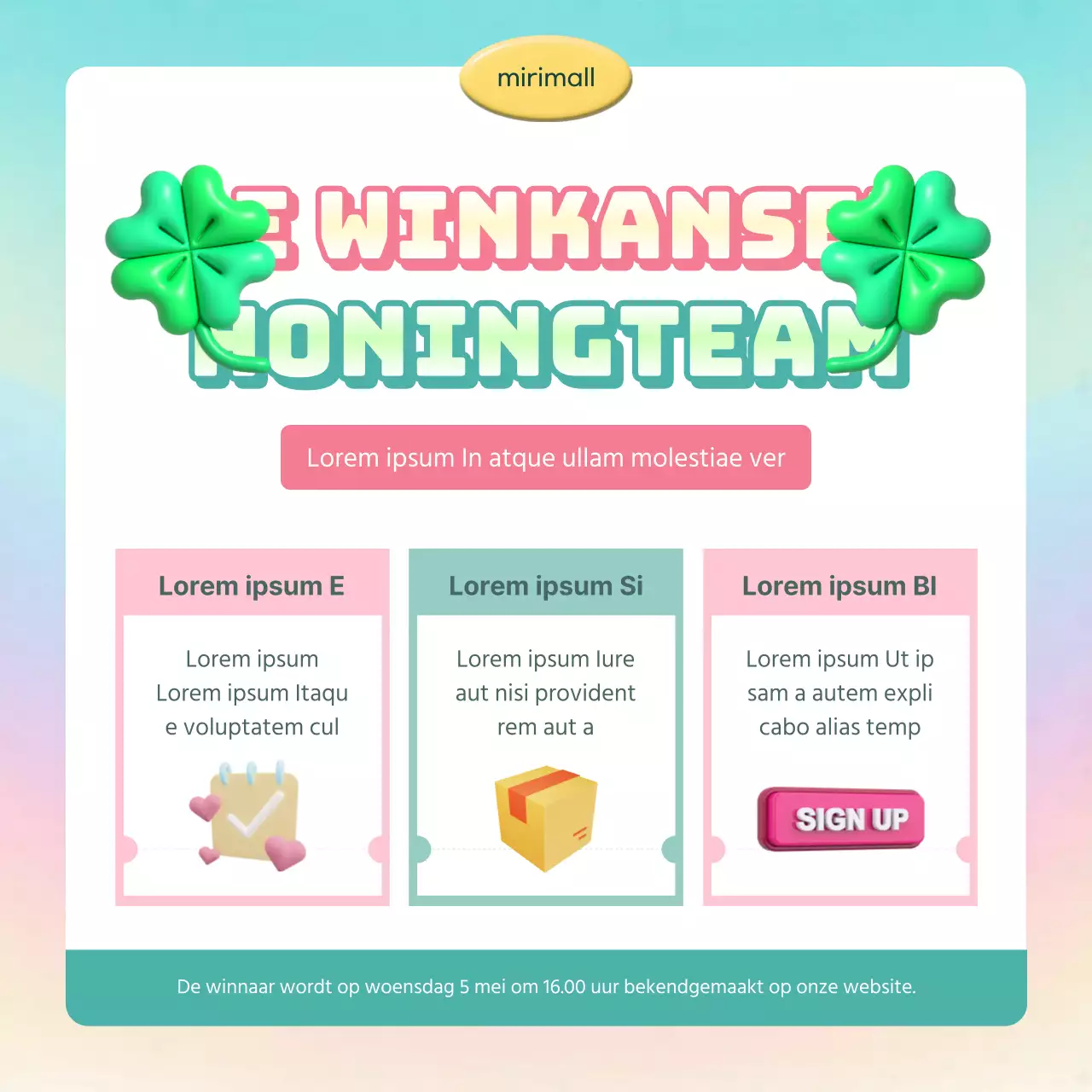 Over de mint en roze trendy Lucky Draw