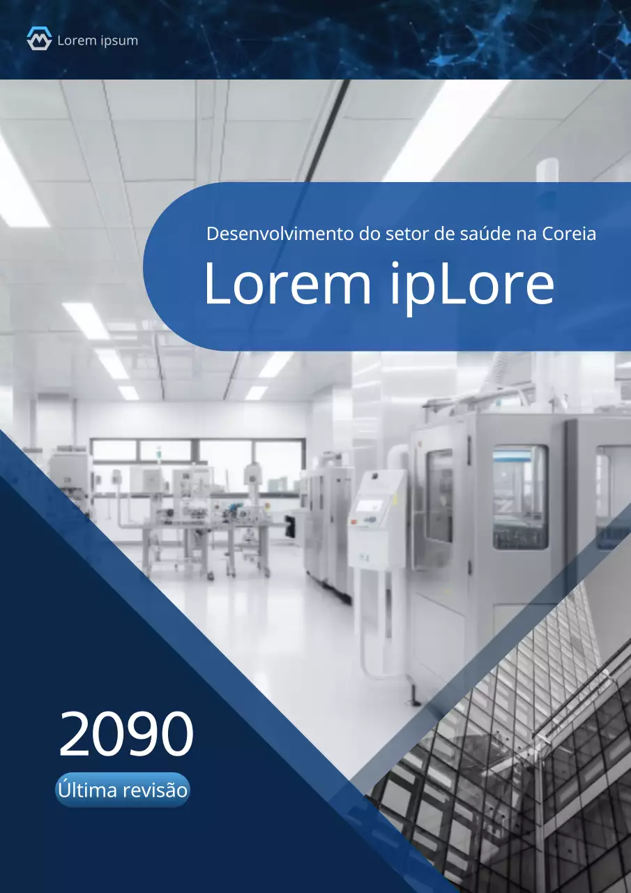 Capa do glossário simples da indústria farmacêutica em azul