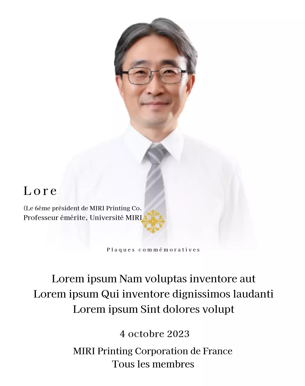 Plaque commémorative avec illustrations et photos de luxe