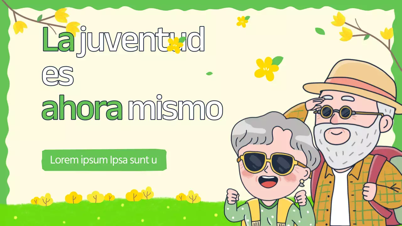 Promoción de productos turísticos de piedad filial en amarillo y chartreuse