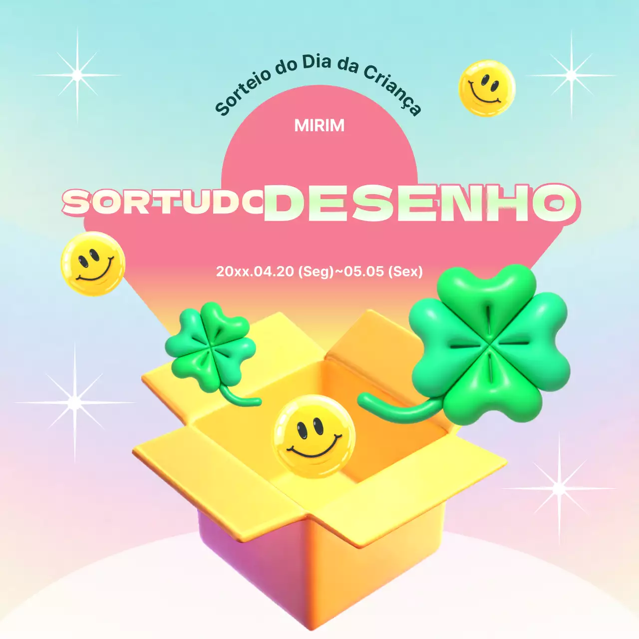 Sobre o evento do sorteio da sorte em tons de menta e cor-de-rosa
