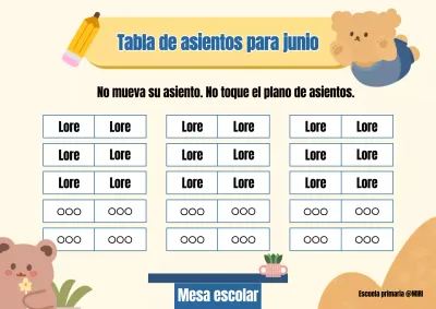 Acerca de la tabla de asientos escolares amarilla y sencilla