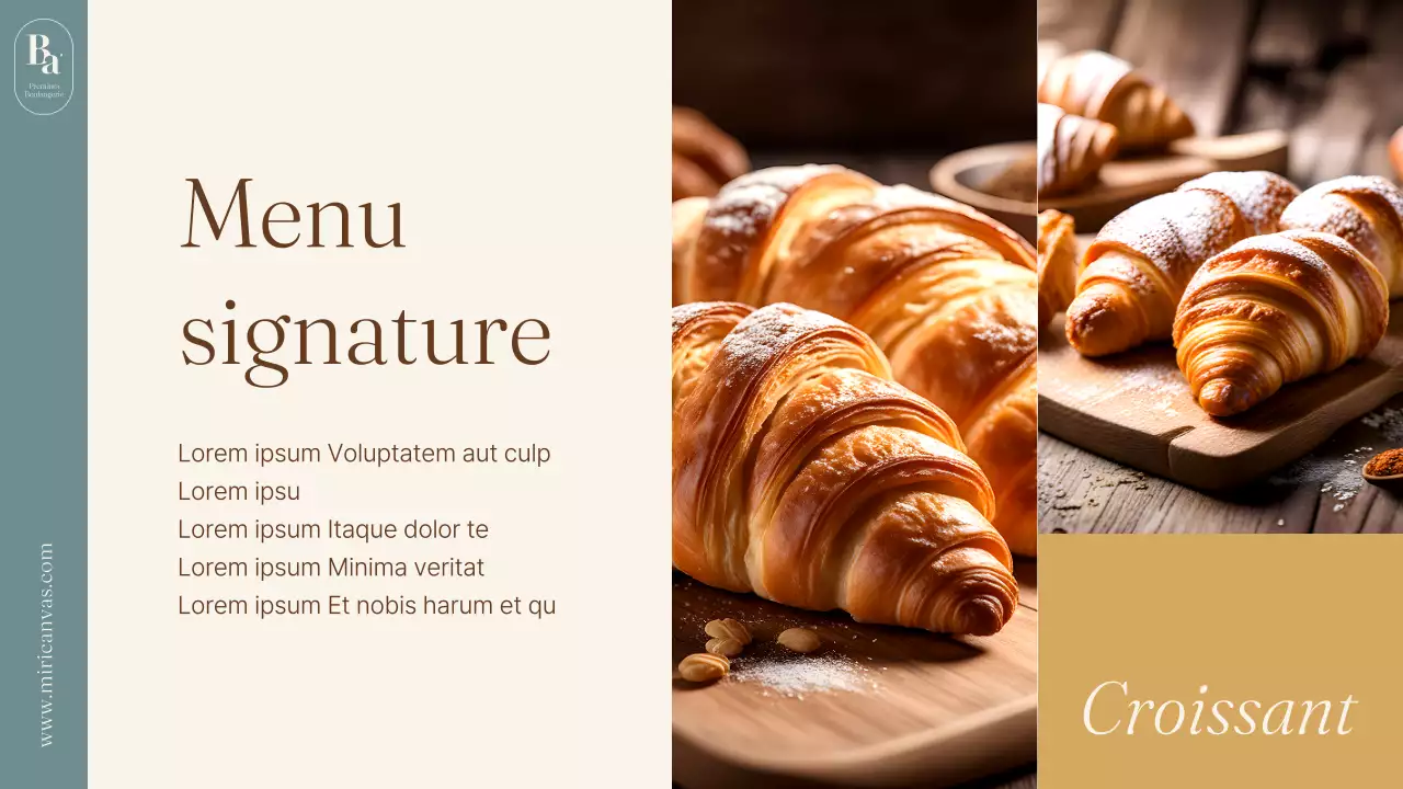 Une petite entreprise de boulangerie minimaliste de couleur bleu clair et marron.