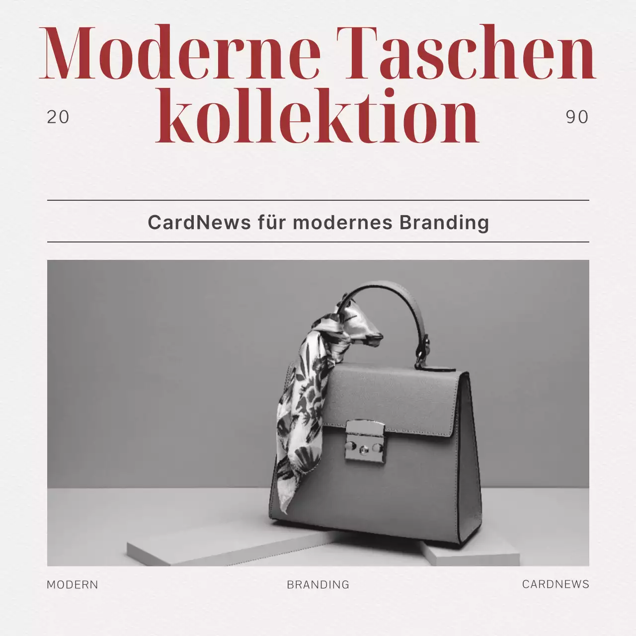 Ein Markenbrief für eine moderne Tasche in Rot, Schwarz und Weiß