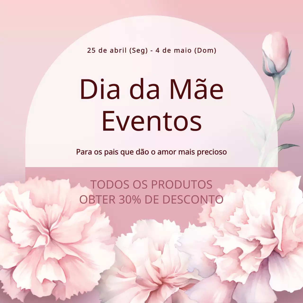 Um anúncio de evento moderno para o Dia da Mãe em vermelho e laranja
