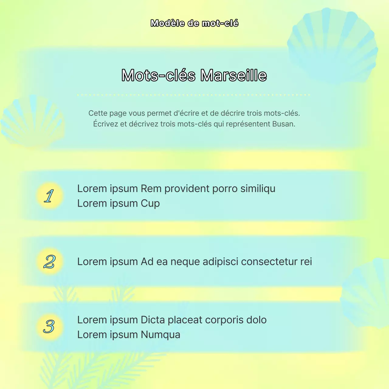 Guide de quartier de Busan avec des touches de jaune et de bleu clair