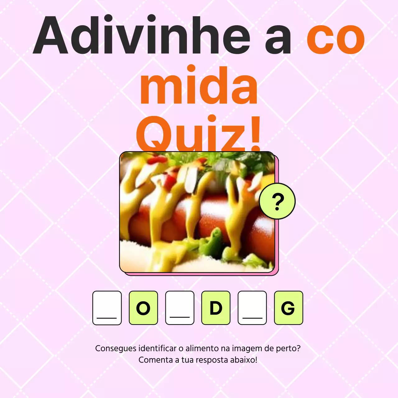 Promoção "Adivinhe a comida" Minimal Rosa e Bege