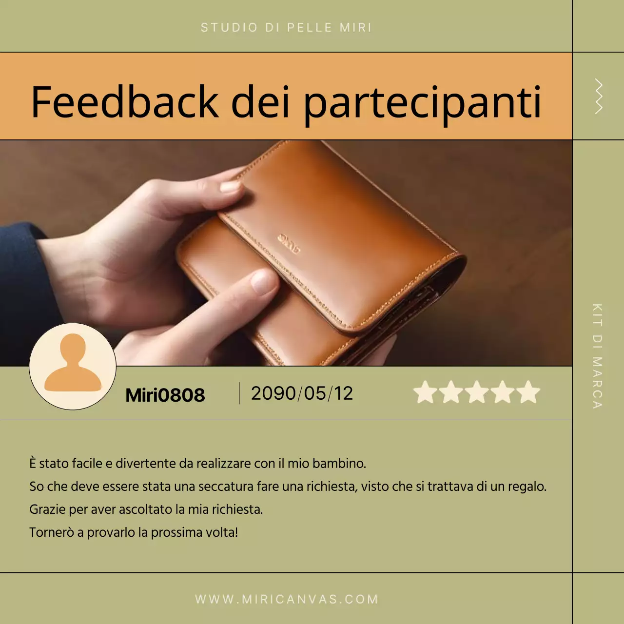 Promuovere un moderno laboratorio di pelletteria in kaki e beige