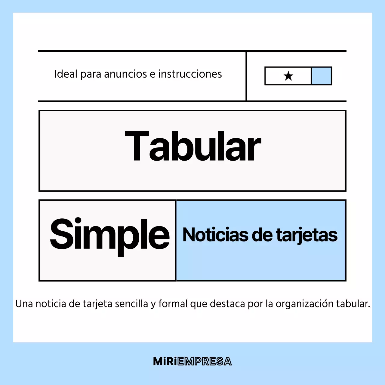 CardAnuncio de noticias con una sencilla mesa en azul claro y blanco