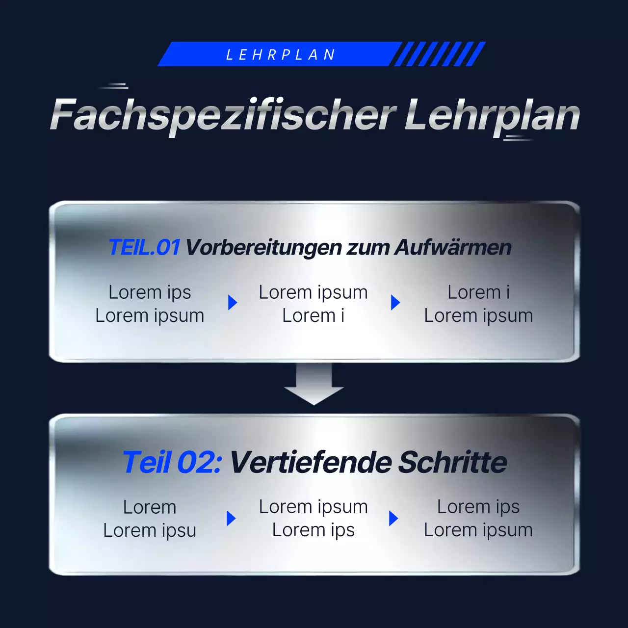 Förderung der marineblauen und silbern akzentuierten Paukschule