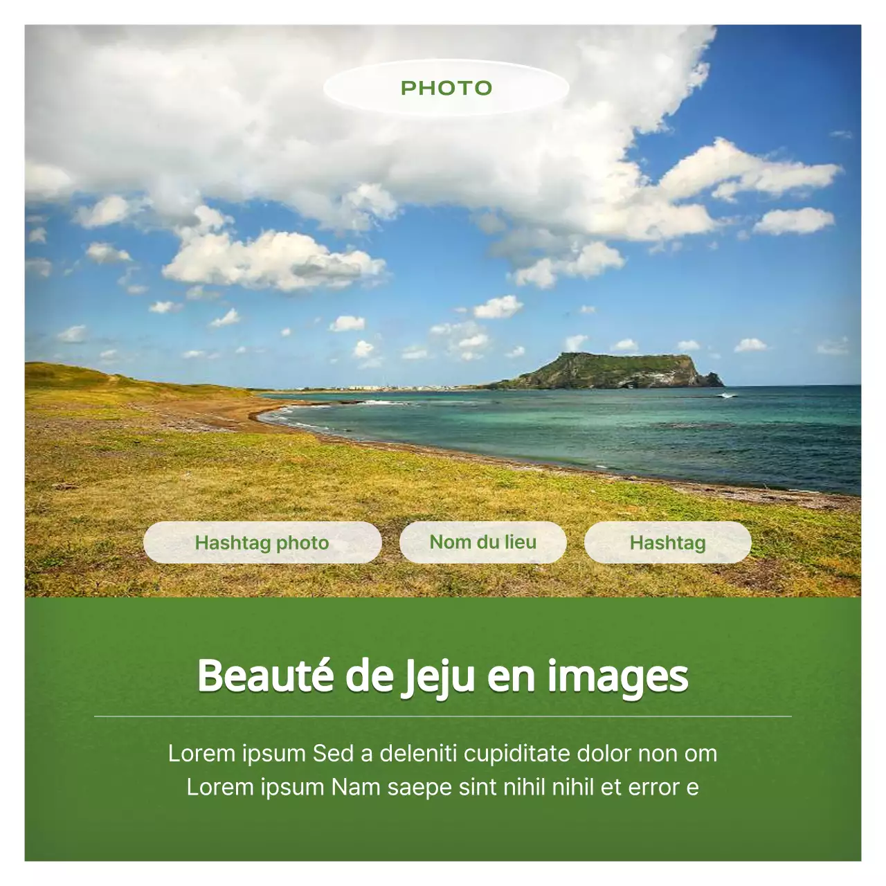 Un poteau-guide moderne pour le quartier de Jeju en vert clair et bleu ciel