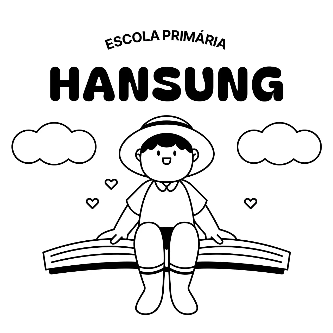 Design instrucional com uma criança sentada num livro