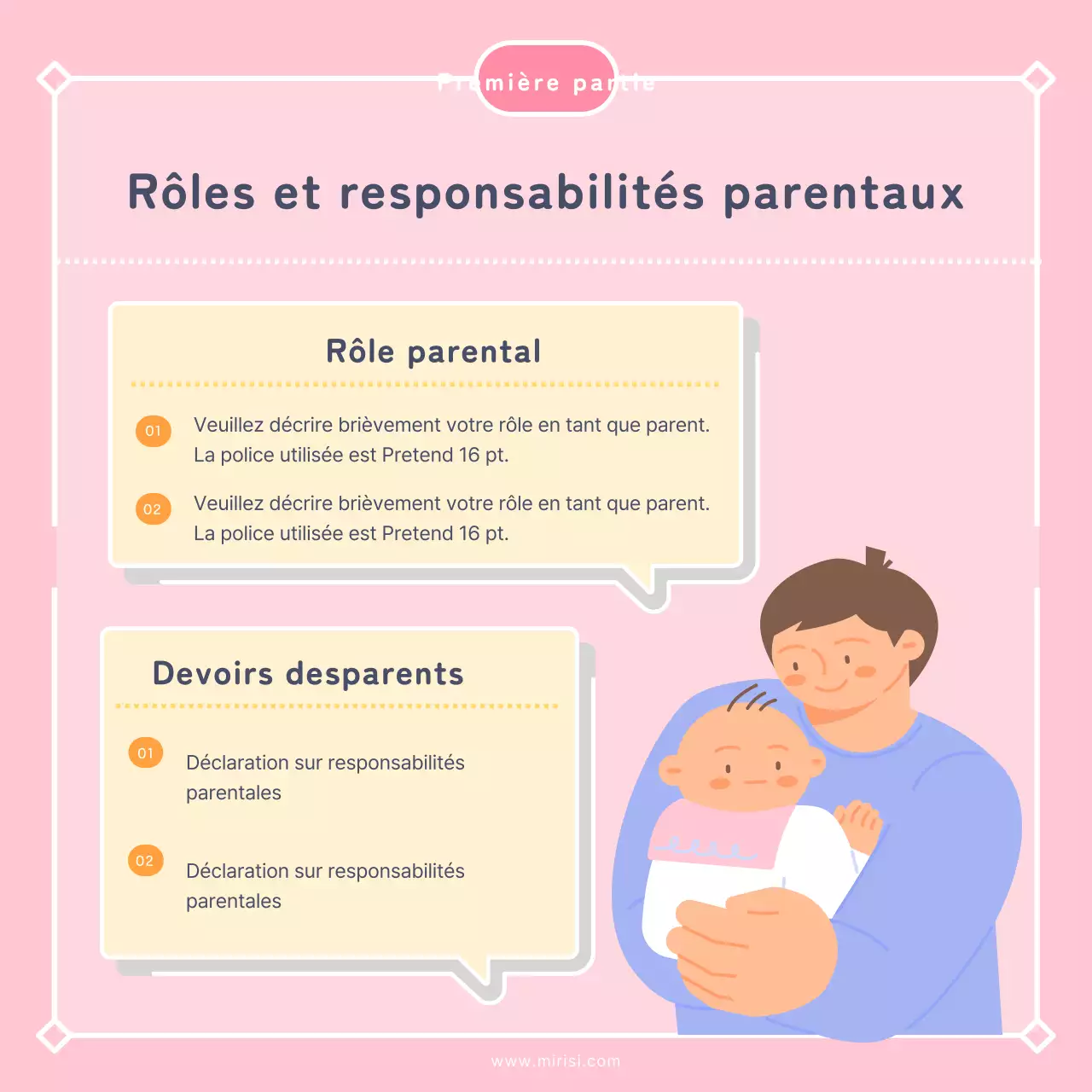 Promouvoir un cours d'éducation parentale en rose et mauve