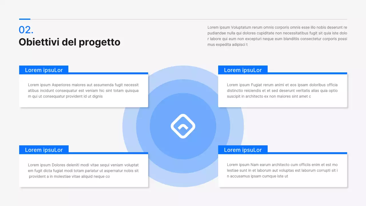 Una moderna proposta di progetto collaborativo in bianco e blu per un progetto industria-università