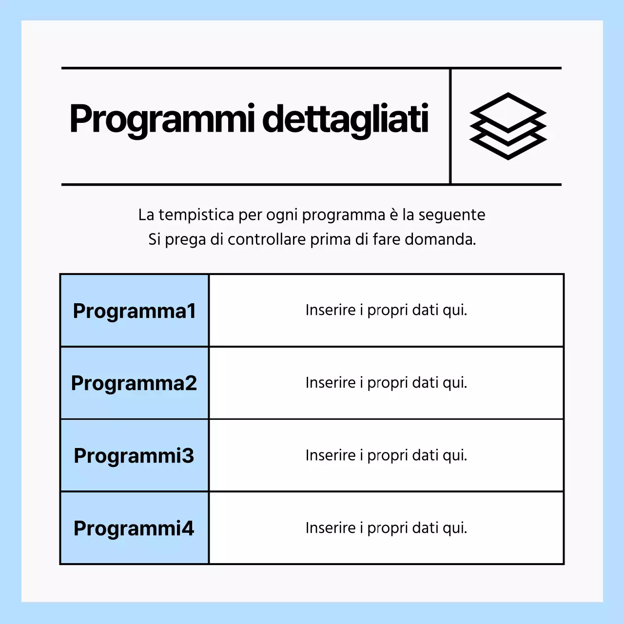 Annuncio CardNews con un semplice tavolo in azzurro e bianco