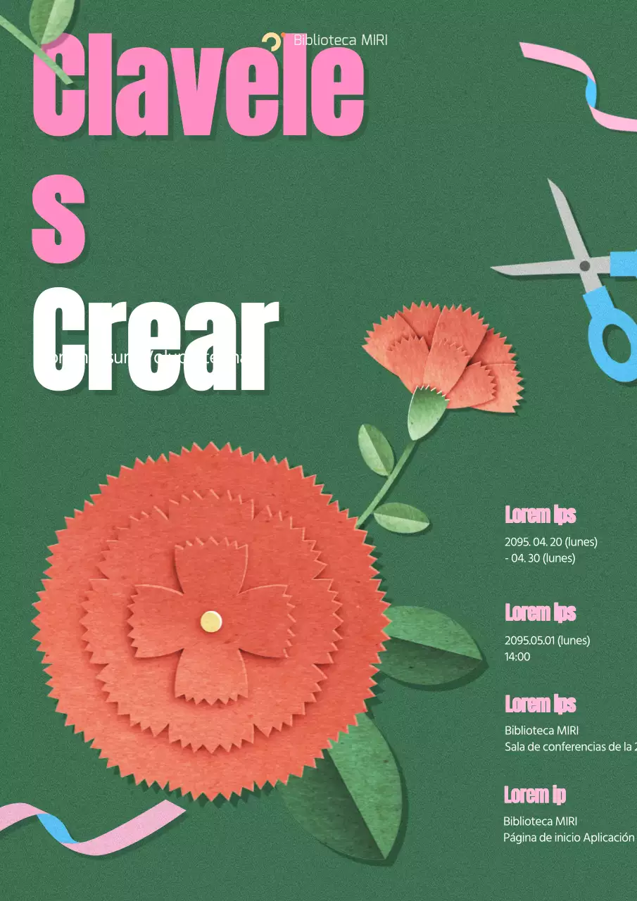 Cartel sencillo para la confección de claveles verdes y rojos