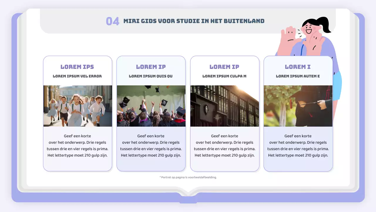 Een eenvoudige prospectus voor studie in het buitenland in mauve en wit