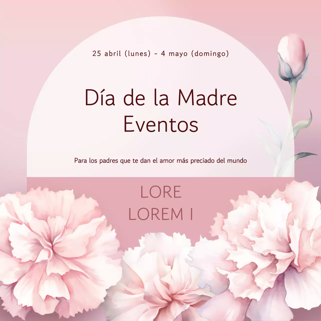 Un moderno anuncio del Día de la Madre en rojo y naranja