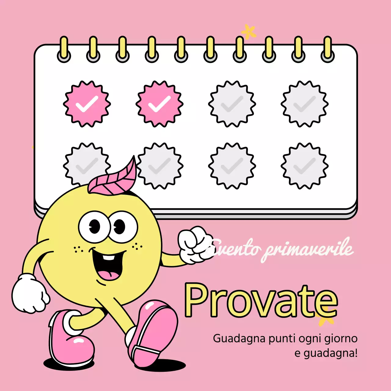 Un annuncio di vendita primaverile pop-art in giallo e rosa