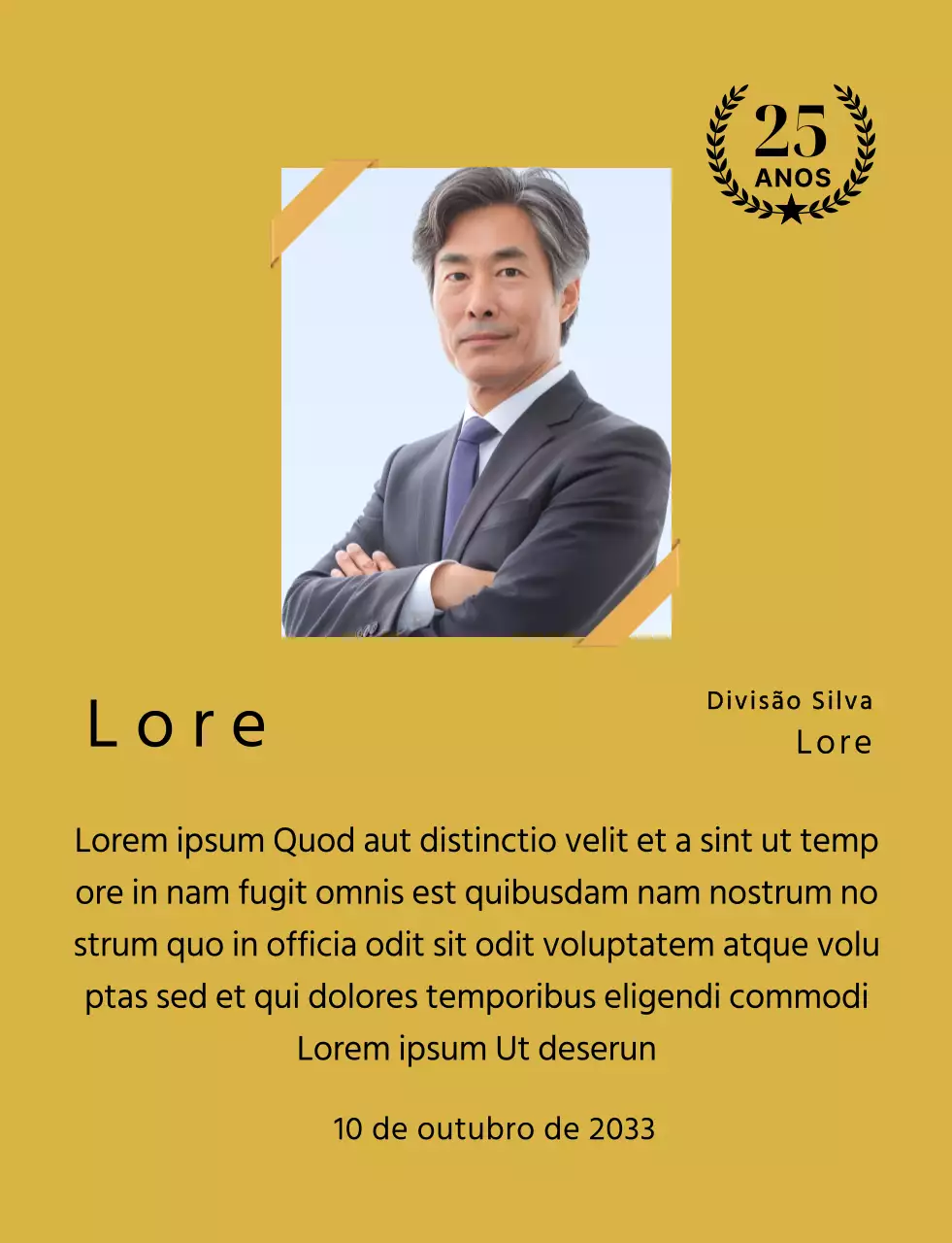Um desenho de agradecimento com uma fotografia quadrada com uma fita dourada e um marcador de 25º aniversário